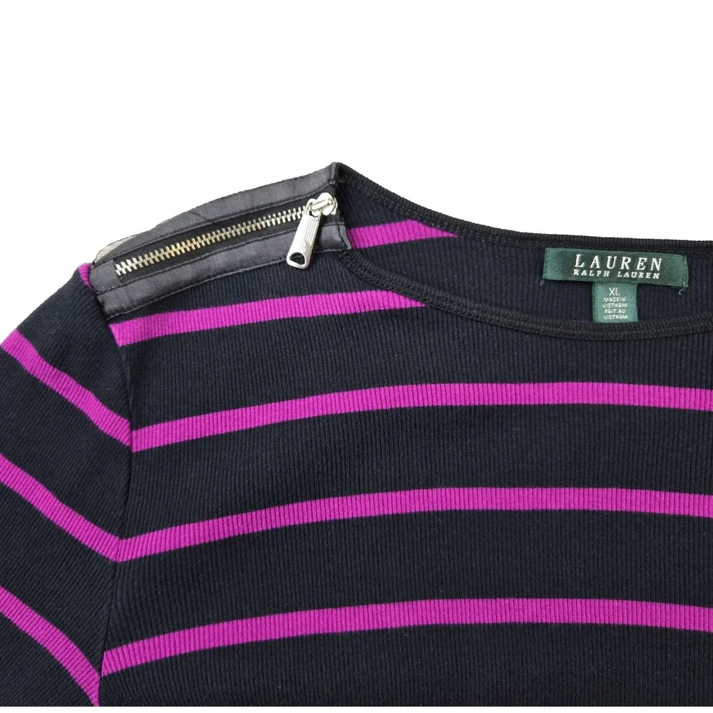 Lauren Ralph Lauren Women's Ribbed Long Sleeve Shirt wih Zipper Details XL - Picture 2 of 9